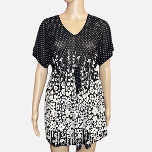 Siren Lily Maternity Sheer Floral Polka Dot Blouse Large